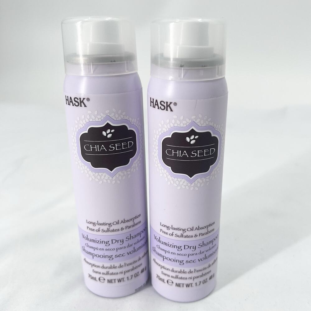 LOT OF 2- Hask Chia Seed Volumizing Dry Shampoo 1.7 Oz TRAVEL SIZE